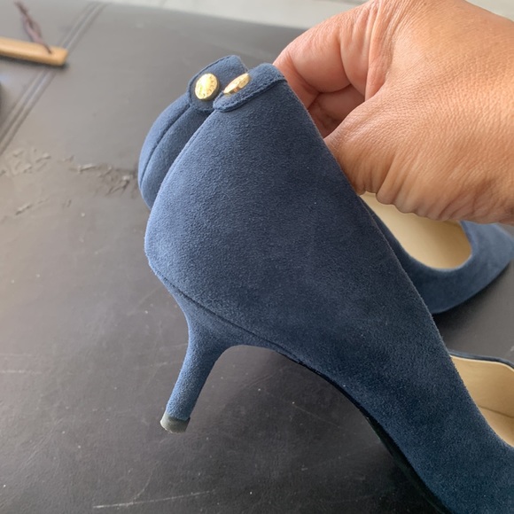 MICHAEL Michael Kors Blue Suede Kitten Heels 8 - Picture 3 of 5